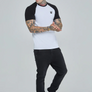 SikSilk - White and Black Raglan T-Shirt